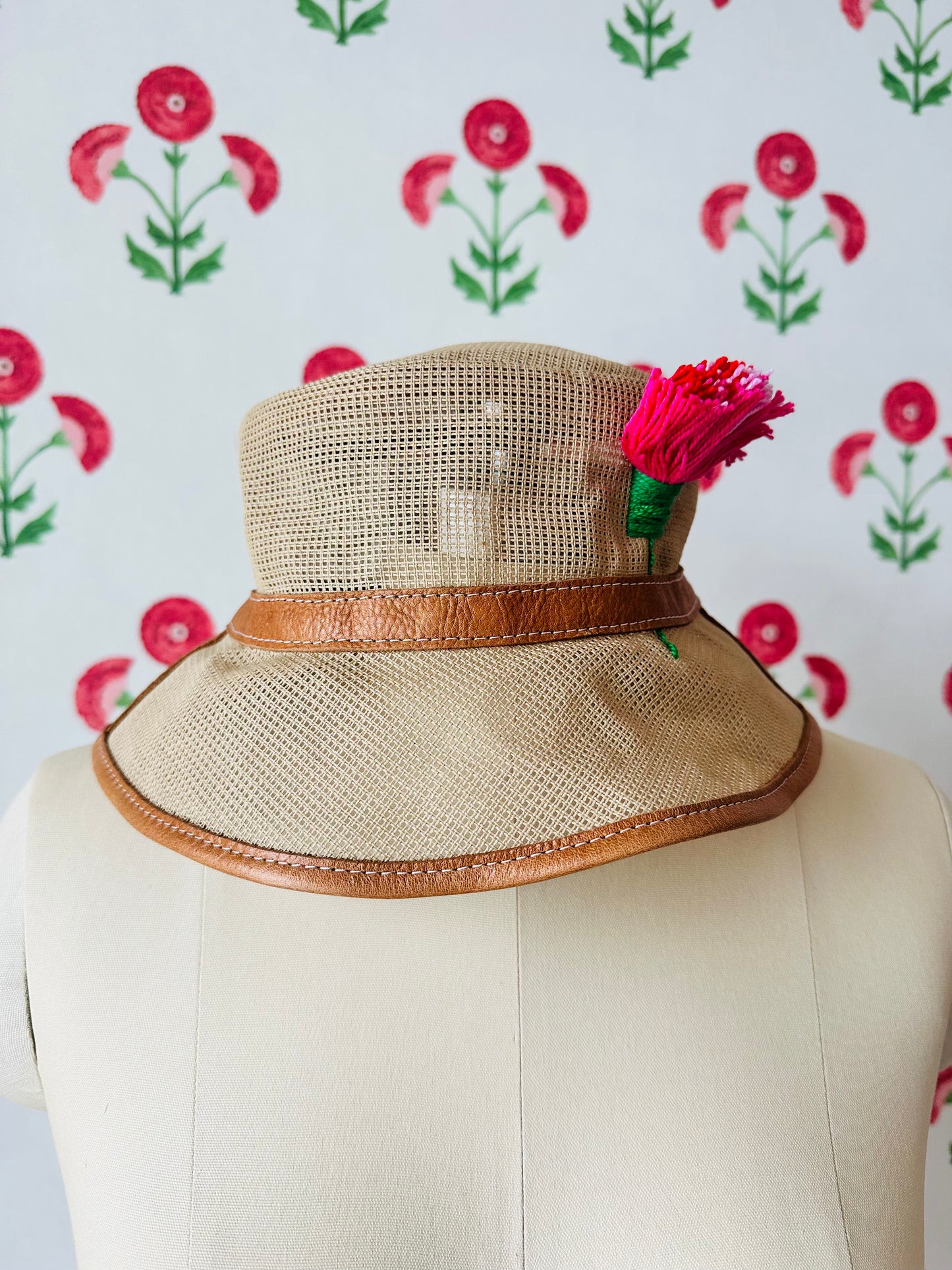 The Birdie Bucket in blank Penelope canvas with leather trim