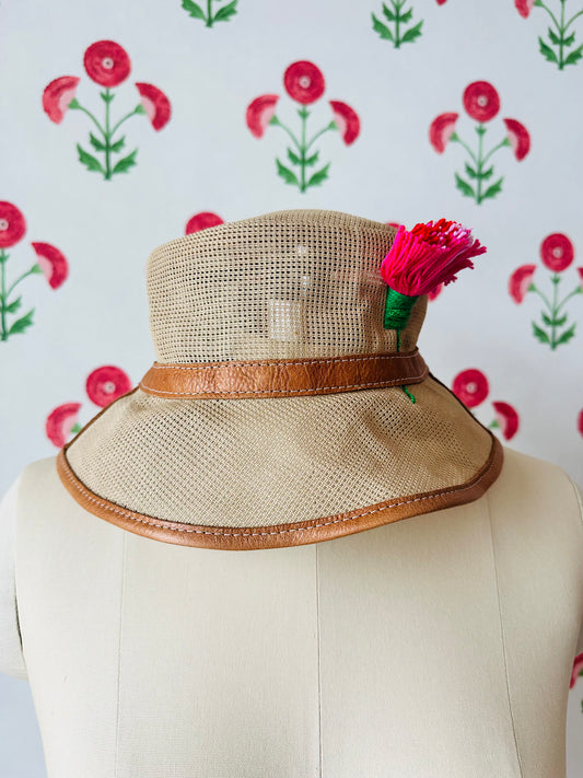 The Birdie Bucket in blank Penelope canvas with leather trim