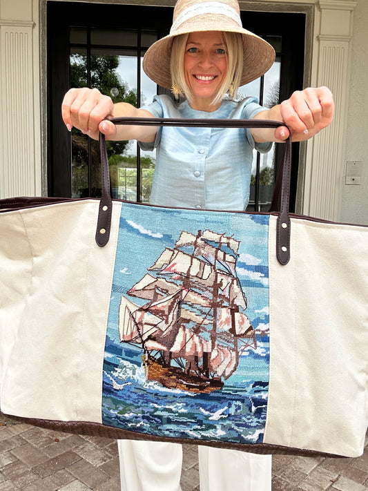 Vintage Ship Boat Tote